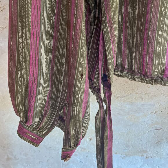 Vintage 1980s Francesca of Damon for  Starington Striped Silk Blouse - S/M - Picture 8 of 13